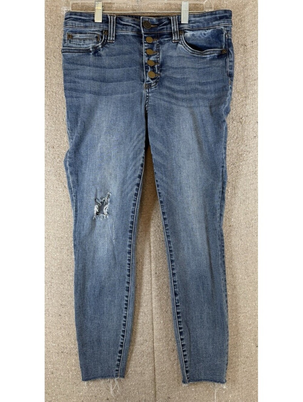 Kut From The Kloth Jeans Womens 8 Blue Carlo Ankle Skinny Cut Off Hem Stretch